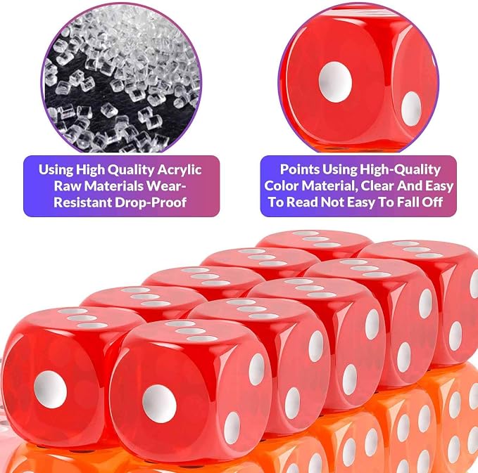 Rerdeim 110 Pieces Dice Set, Colored Game Bulk Dices, Colorful Dices, 6 Sided - Image 6