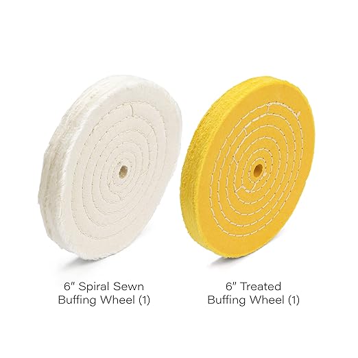 ENKAY - 6" Spiral Sewn and Treated Buffing Wheels (2 Pack) for Polishing Metal and More, for Use with Polishing Compounds, Buffing Machines & Bench Grinders