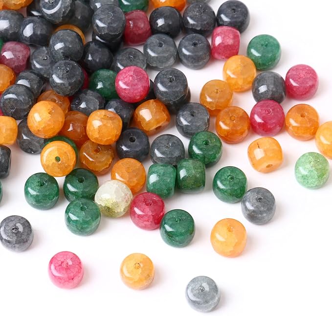 200PCS Natural Stone Beads Flat Agate Spacer Beads Bulk - Image 7