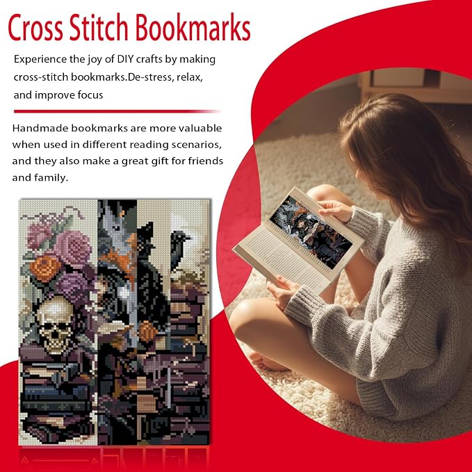 VIGEGU 4 Pcs Cross Stitch Kits for Beginners, Gothic Style Stamped Cross Stitch - Image 2