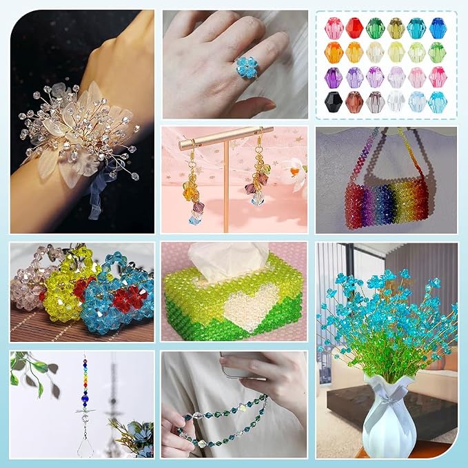 PH PandaHall 2160pcs 6mm Crystal Beads Bicone Bracelet Bead Faceted Acrylic - Image 5