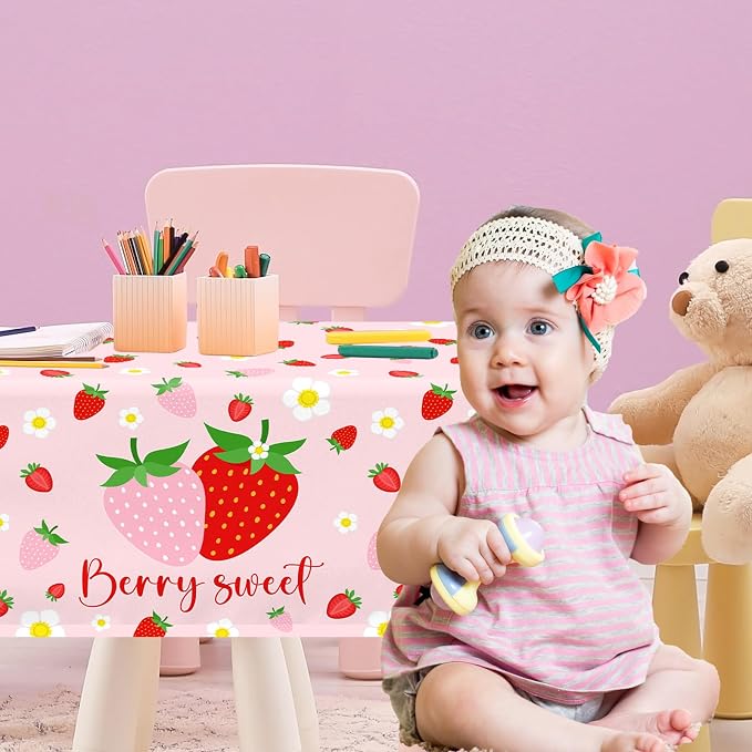 Strawberry Tablecloths Birthday Decorations, Plastic Berry Sweet Table Covers - Image 4