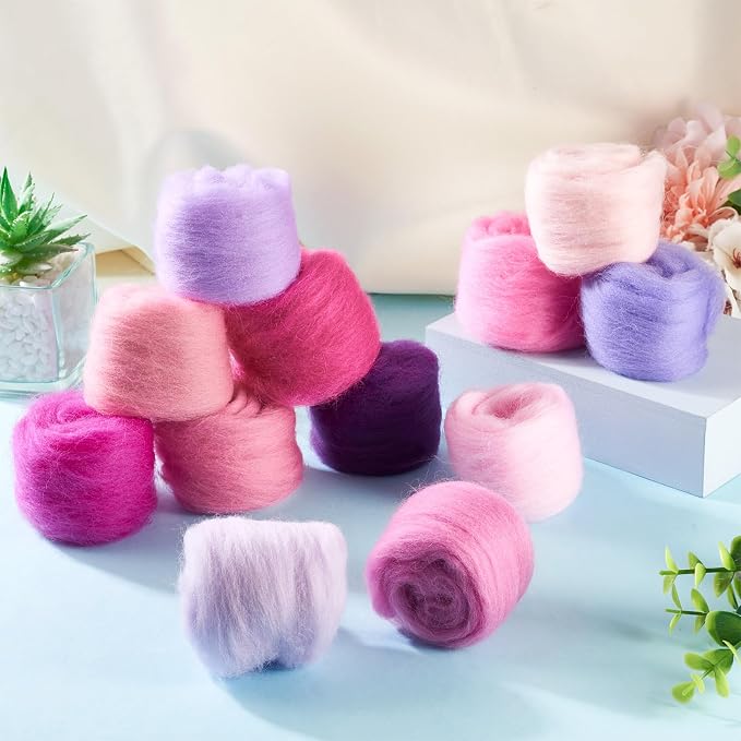 FASHEWELRY 2.12 oz Wool Roving for Needle Felting Kit 12 Colors Felting Wool - Image 6