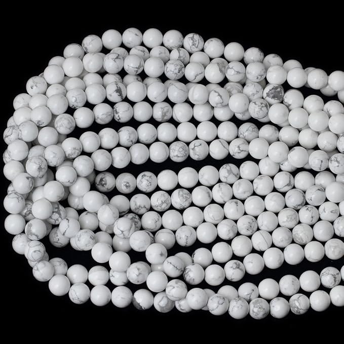 8mm 45PCS Natural White Howlite Gemstone Round Loose Stone Beads - Image 3