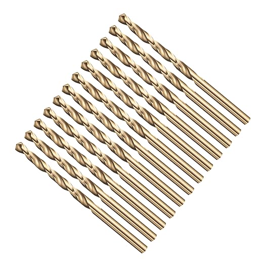 Drill Bit, 5/64" Cutting Diameter (1.984mm), 4241 HSS Black and Gold 118° Cutting Angle Versatile Jobber Bits - (Applications: for Drilling Plastic Wood Soft Thin Metal), 12-Pieces