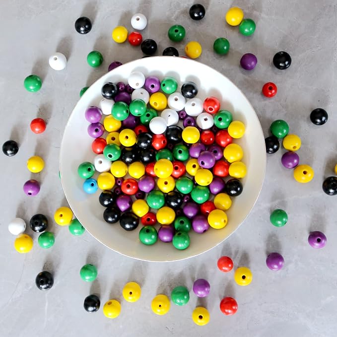 300Pcs White Wooden Beads for Garlands, Round Wood Loose Beads - 14mm - Image 3