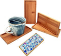 4PCS Mosaic Bamboo Coasters for Crafts, Blank Base Trays, Drinking Cup Coaster by Esweny