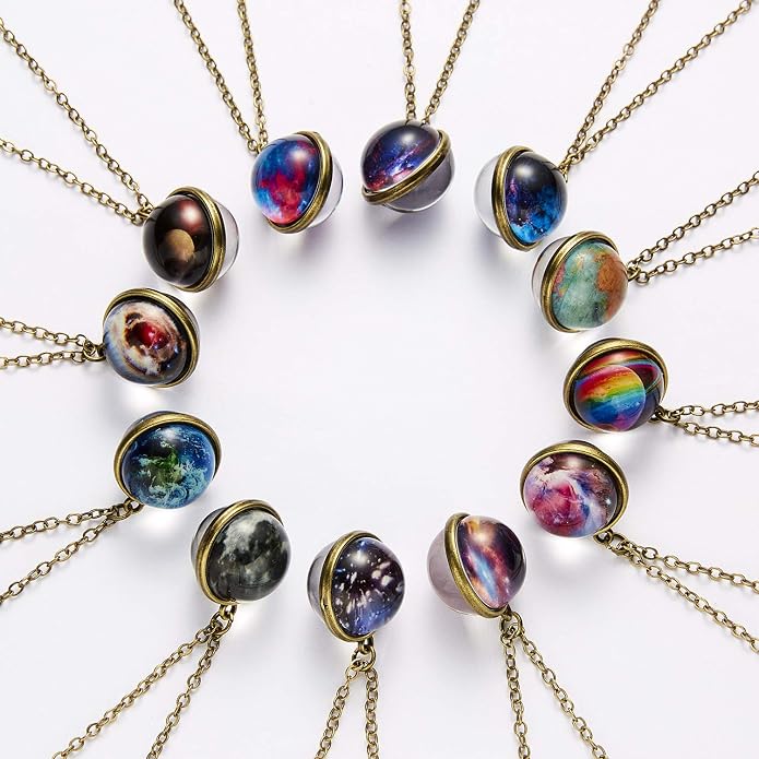 Yocoyee Galaxy Planet Pendant Necklace Glow in Dark Double Side Glass Crystal - Image 4
