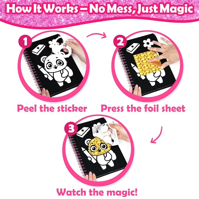 FUNNYB&G Foil Art Craft Kit for Girls 4-10 Years Old: Mess-Free & No-Glue - Image 4