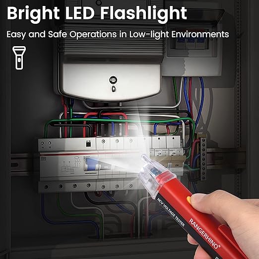 Non-Contact AC Voltage Tester Pen, AC up to 1000V, LED Flashlight, Buzzer Alarm for Live/Null Wire Judgment