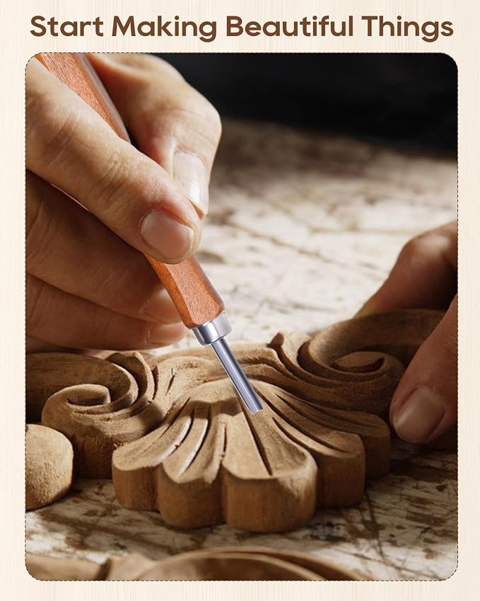 UCEC 5 Pack Linocut Wood Carving Tools Set Linoleum Hand Wood Carving Kit - Image 5