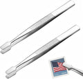 2-Pack Stamp Tweezers Stainless Steel – 4.3” Philately Tools by ARTIBETTER