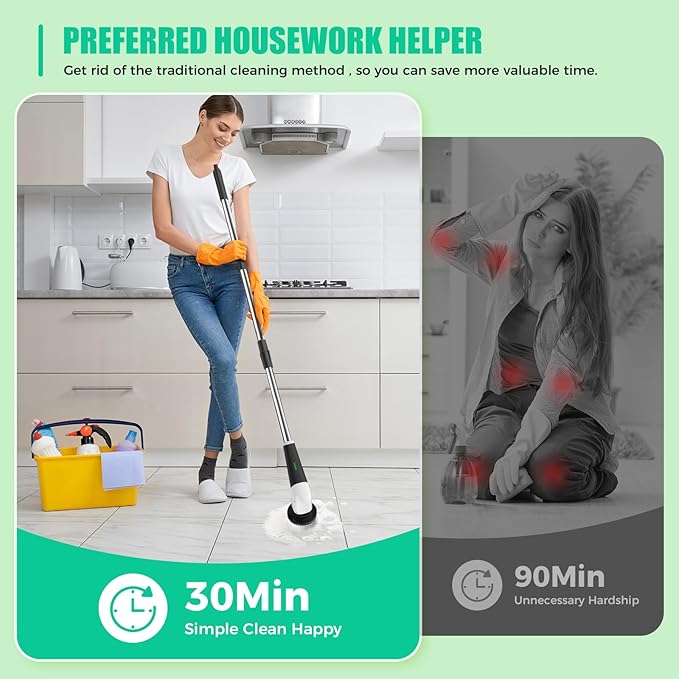 YKYI Electric Spin Scrubber, Cordless Power Scrubber Cleaning Tool - Image 5