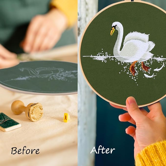 COCOMOX 4 Sets Embroidery Kit for Beginners, Hand Embroidery Stiches Practice - Image 2