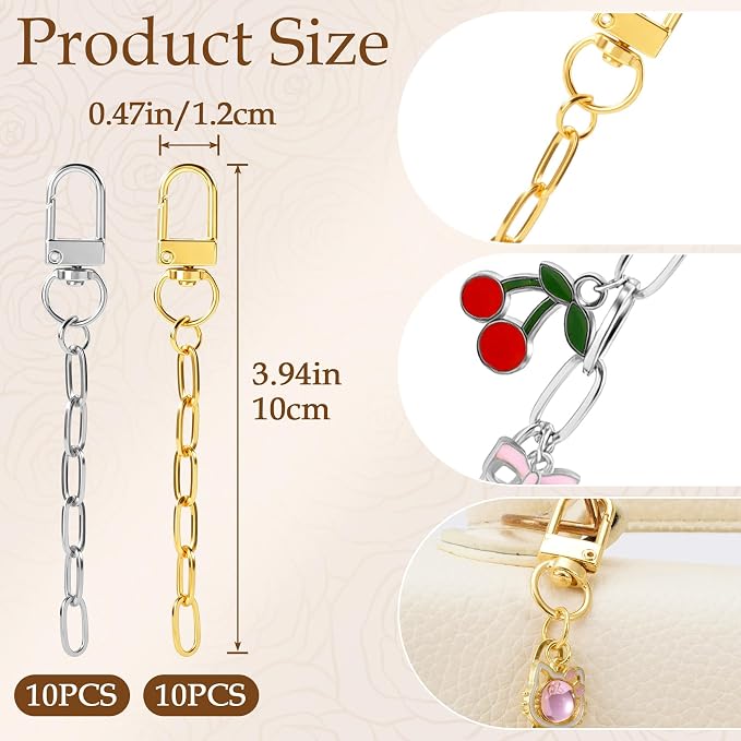 20pcs Keychain Making Kit, Key Ring Swivel Snap Hook Chains, Alloy Extender - Image 2