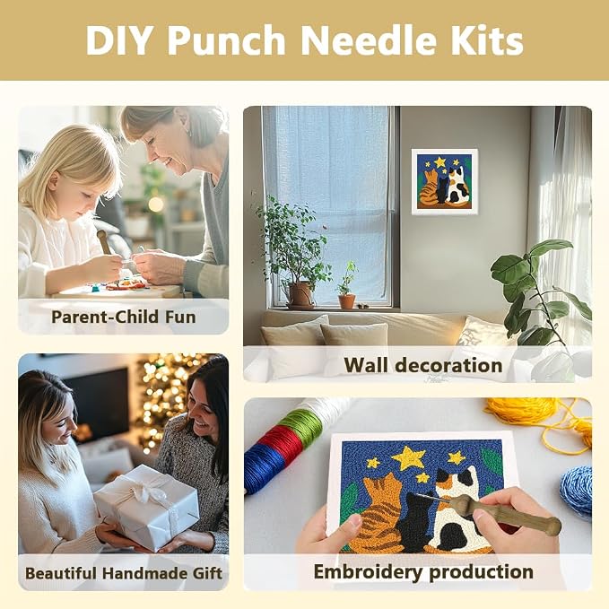 DOODLREAM Cats Stars DIY Punch Needle Embroidery Kit - Image 4