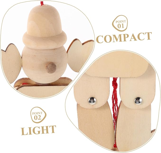 6pcs Wooden Clown Marionette Puppets Unfinished DIY Pull String Puppet - Image 3