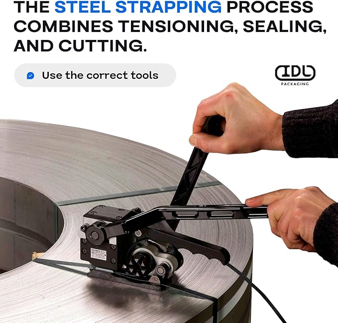 Steel Strapping Coil 3/4" x .020" x 300' (3-Pack), 1700 lbs Break Strength in Self-Dispensed Сardboard Box - Metal Band - Heavy-Duty Steel Strapping with Superior Cut-Resistance by IDL Packaging