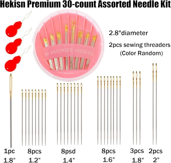 60Pack Sewing Needles for Hand Sewing Repair, 6 Sizes Assorted Needles - Image 3
