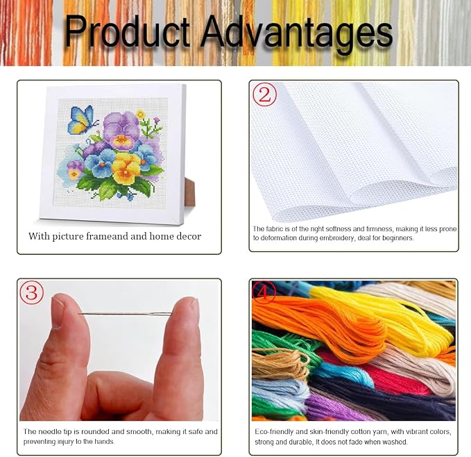 VIGEGU Flowers Cross Stitch Kits - Image 4