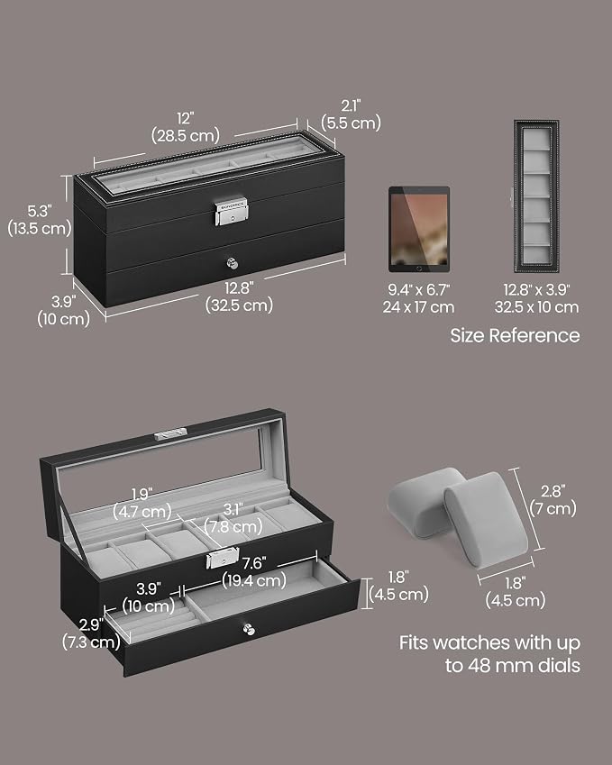 SONGMICS Watch Box, 6-Slot Watch Case Organizer - Image 5