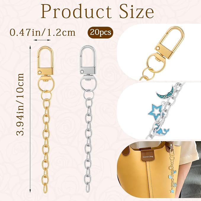 Chuyau 20pcs Keychain Making Kit Gold Silver Swivel Snap Hook Lobster Claw - Image 2