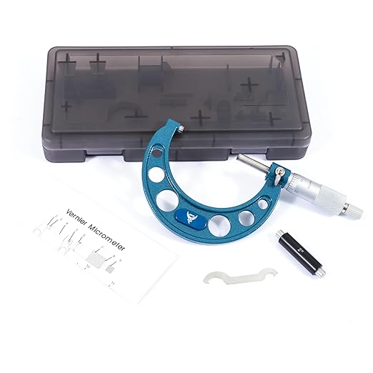 PEC Tools 2-3” Outside Micrometer, Industrial-Grade Precision Measuring Tool, Hardened Steel, High-Accuracy Micrometer with Ratchet Stop & Carbide-Tipped Measuring Faces for Machining & Engineering