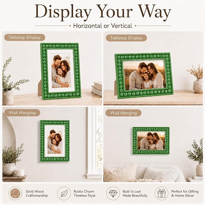 Solid Wood 5x7 Picture Frame Beaded Frame - Image 6