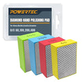 POWERTEC Diamond Hand Polishing Pads Assorted 60/100/ 200/400 Grits 4 Pack, Diamond Sanding Block for Polishing and Grinding Porcelain, Ceramic Tile, Glass, Granite, Stone, Wood & Metal (71907V)