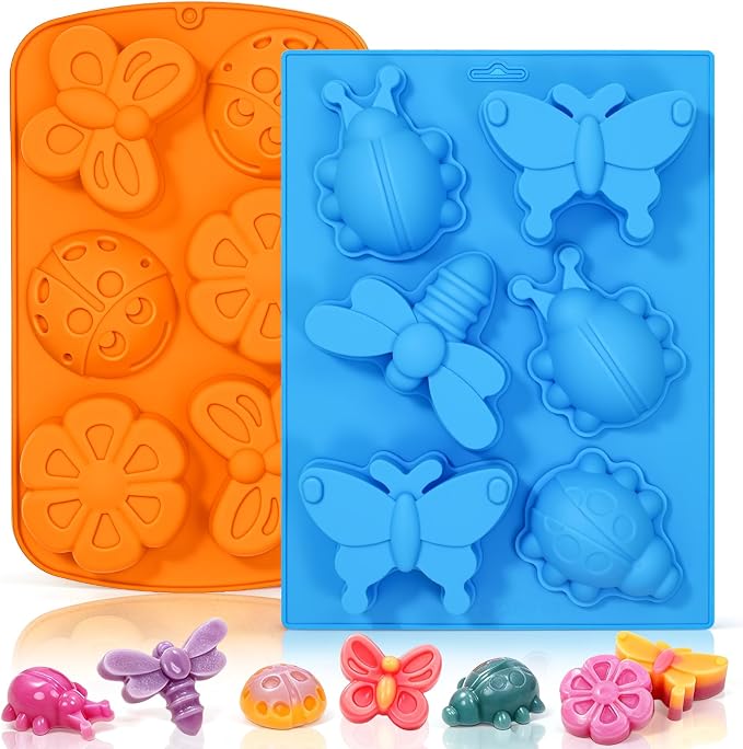 SJ Silicone Soap Molds, 2 Pack Insect Shape Molds by SJ