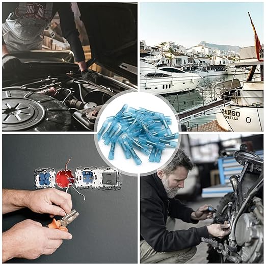 1000 Pcs Heat Shrink Butt Connectors, 16-14 AWG Waterproof Electrical Crimp Wire Splice for Marine, Cable, Wiring