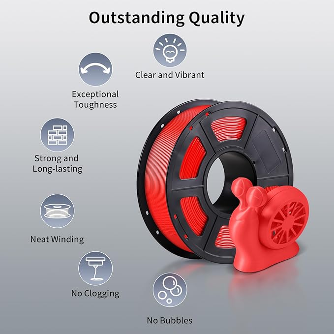 ANYCUBIC PETG Filament 1.75mm, 3D Printer Filament, Dimensional Accuracy +/- 0.02mm, Exceptional Toughness, Print with Most FDM 3D Printers, 1KG Spool, Red