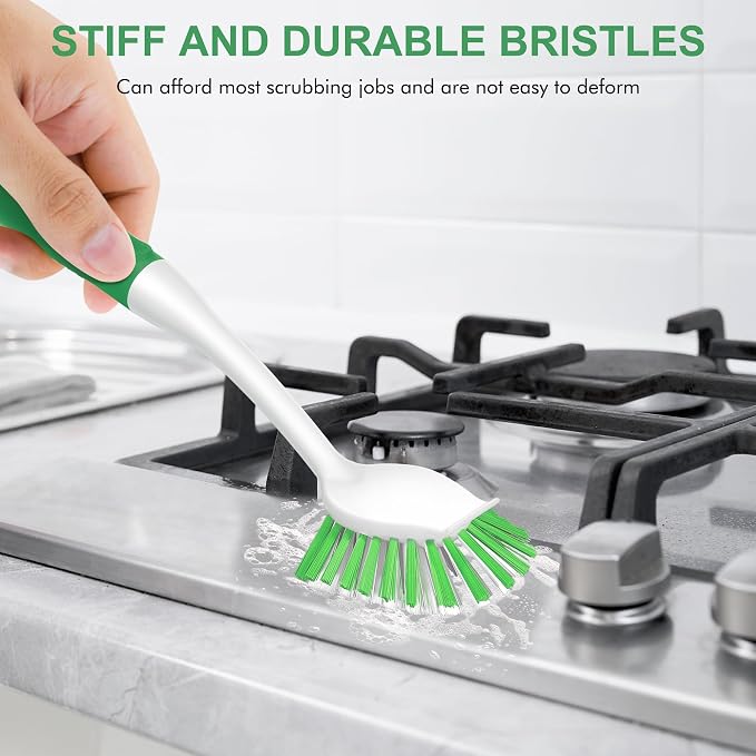 SetSail Dish Brush with Handle, 3 Pack Stiff Bristles Dish Scrubber with - Image 4