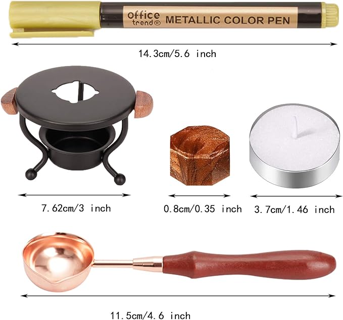 YIPLED Sealing Wax Kit, 2 Pens, Stamp Spoon and Candles - Image 2