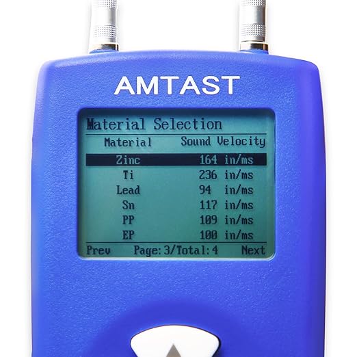 Thickness Gauge Digital Ultrasonic Thickness Meter Range 0.8-350mm, 0.03-13.8inch Handheld Ultrasonic Thickness Tester Gauge AMA006E