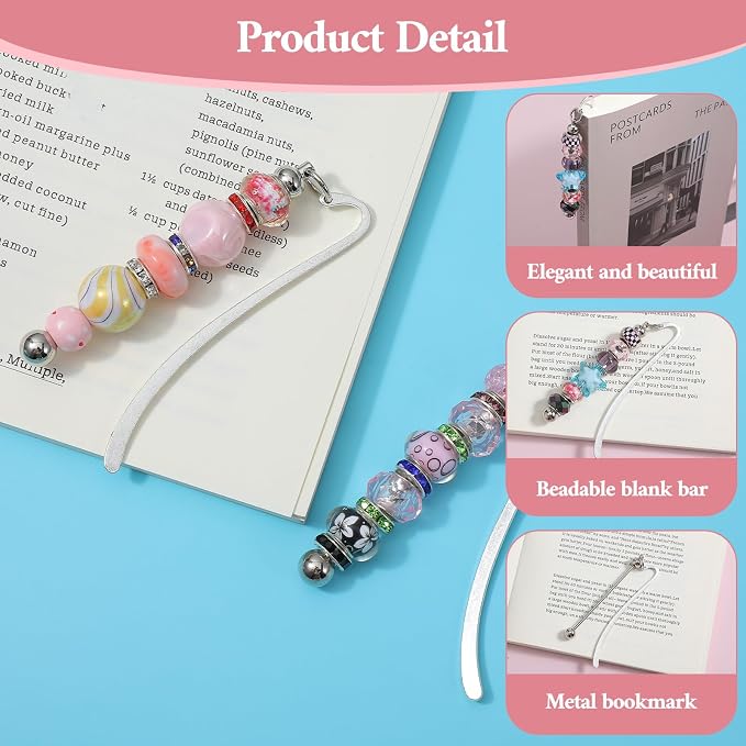 40pcs Beadable Bookmarks DIY Metal Blank Bar Bookmark - Image 4