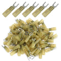 Hordion 100PCS 12-10 AWG Fork Connector, Yellow Heat Shrink Fork Terminals Waterproof and Insulated Electrical Crimp Connectors for Boat Truck Stereo