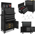 Tool Chest 13-Drawer with Double Door and wheels, Large Detachable Toolbox with Sliding Drawers, Mechanic Tool Box Storage Cabinets, Metal Tool Cart for Garage Workshop (BLACK)