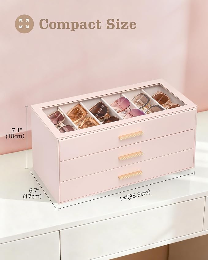 Lolalet Sunglasses Storage Box for Women, Eyewear Eye Glass Organizer - Image 7