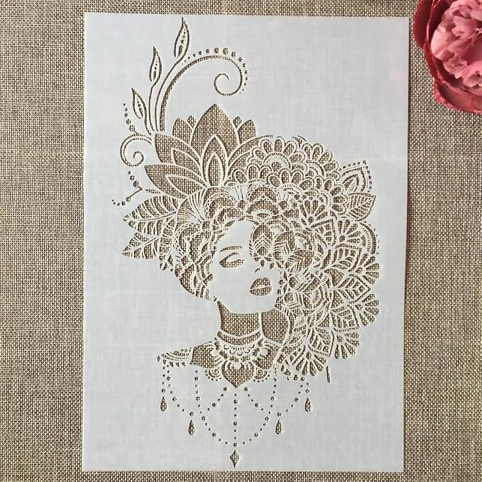 TIAMECH A4 Reusable Mandala Lady Stencil - Image 2