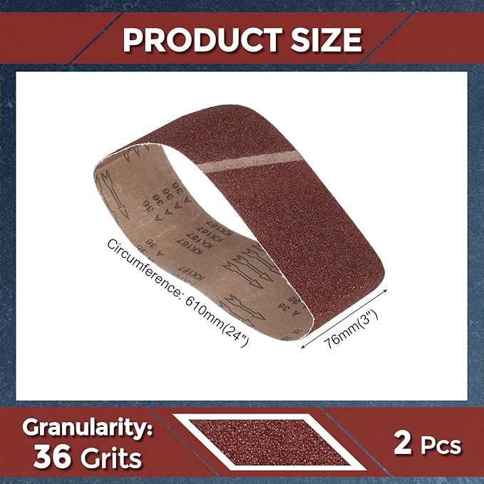 10 Pcs Sanding Belts 3 x 24 Inch 36 Grit Aluminum Oxide Abrasive Sandpaper for Belt Sander Metal Grinding Wood Working Weld Rust Removal