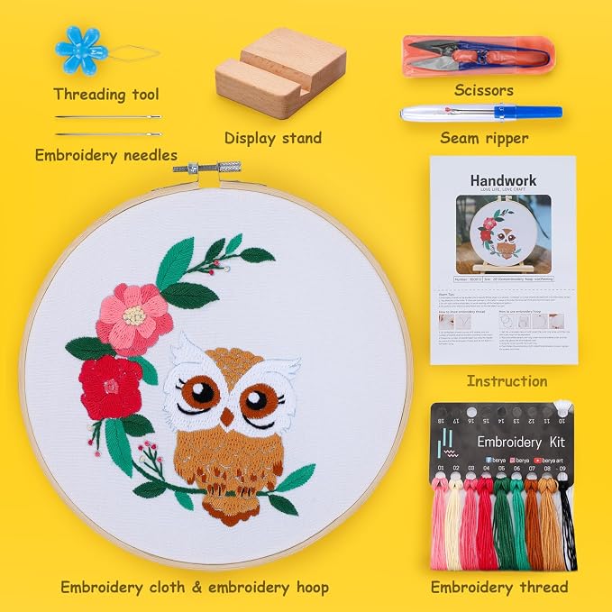 BERYA Owl Embroidery Kit, Embroidery Kit - Image 2