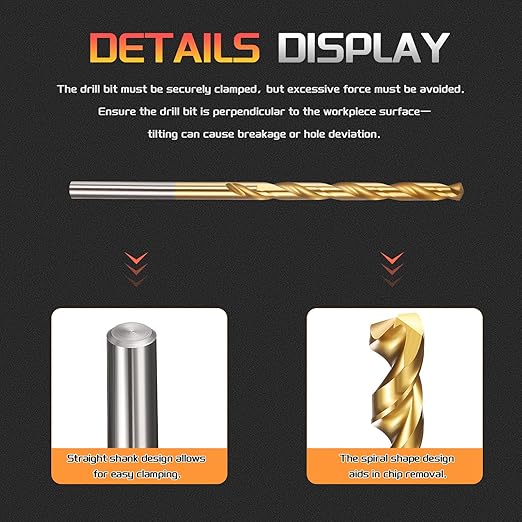Drill Bit, 5/32" Cutting Diameter, 4341 HSS TiN Coated 135° Cutting Angle Jobber Bits - (Applications: for Drilling Soft Metal Plastic Wood), 10-Pieces