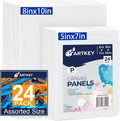 Artkey Canvas Panels 24-Pack 5x7, 8x10 Inch, 10 oz Primed 100% Cotton Paint by Artkey