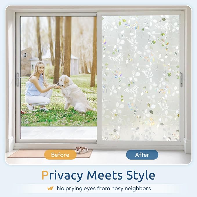 rabbitgoo Window Privacy Film, Frosted Glass Window Film, 35.4" x 78.5" | 3D - Image 4