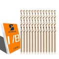 Cobalt Drill Bit Set 1/8" - 13PCS, M35 Twist Drill Bits Straight Shank, 1/8" High Speed Steel Drill Bits for Drilling in Hard Metal, Stainless Steel, Cast Iron