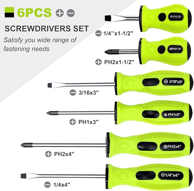 FASTPRO 21-Piece Magnetic Screwdrivers Set with Organizer Rack, Slotted Phillips Screwdrivers and Precision Screwdrivers, Repair Tool Kit for Home, Green