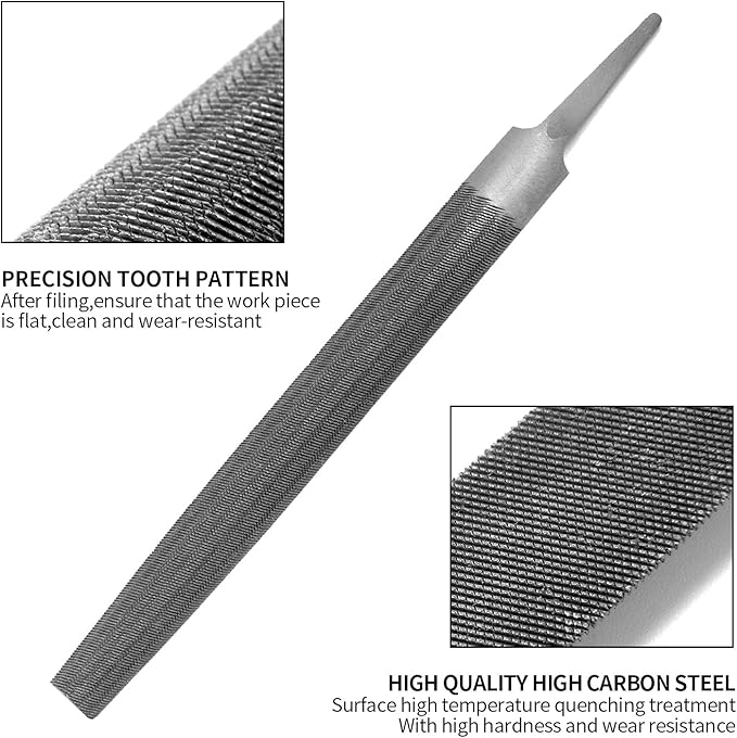 6-inch Half Round Medium Cut File, Double Cut Teeth, High Carbon Steel, Single Hand File Without Handle, Suitable for Shaping Metal, Wood, etc.