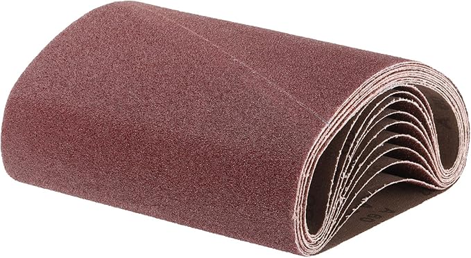 uxcell 10pcs 8" x 19" Sanding Belts 60 Grits Aluminum Oxide Abrasive Belt Sander Paper Sanding Papers for Metal Wood Grinding Polishing, Reddish Brown