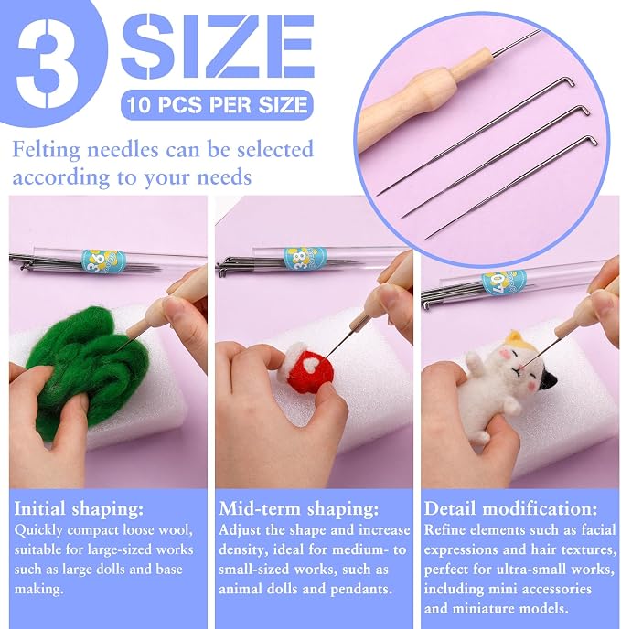 Yizzvb 30 PCS Needle Felting Needles, 3 Sizes Wool Felting Needles, Needle - Image 3
